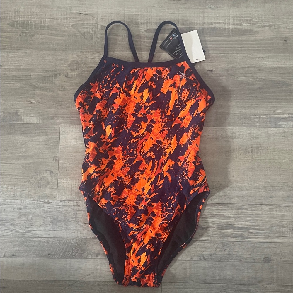 TYR Navy and Orange Swimsuit